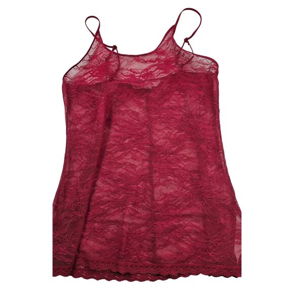 Victoria's secret sexy lace cami teddy lingerie red lycra blend made in USA sz M - Picture 3 of 7